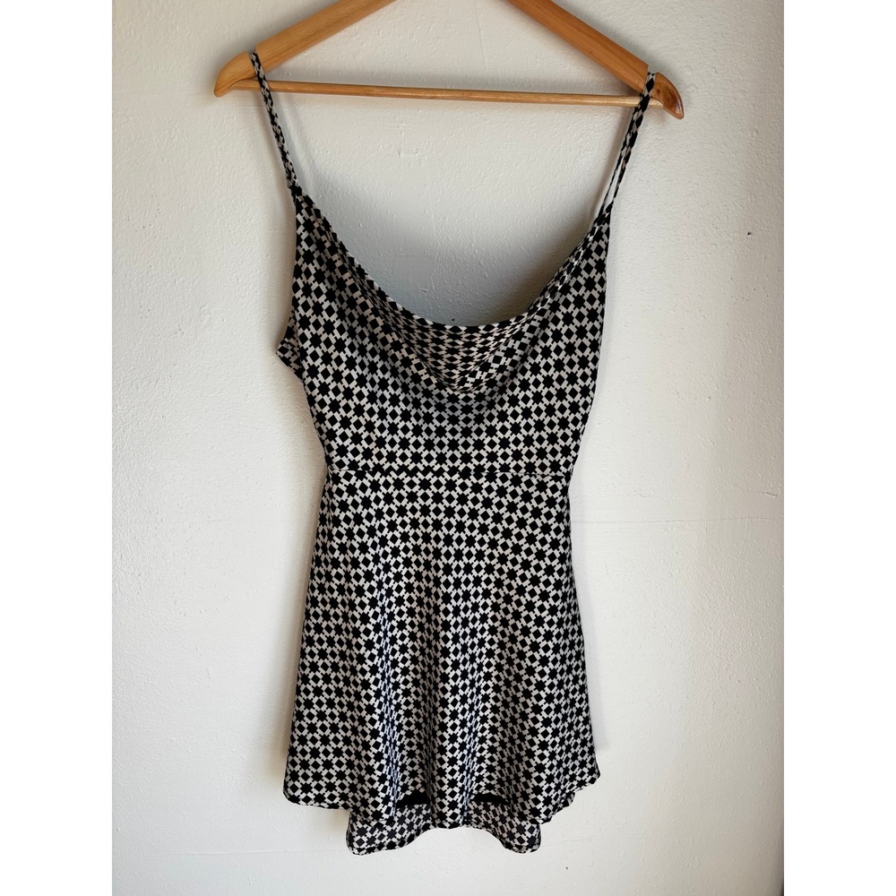Lelis Collection Black White Geometric Cowl Neck Mini‎ Dress ID1543 Womens Small